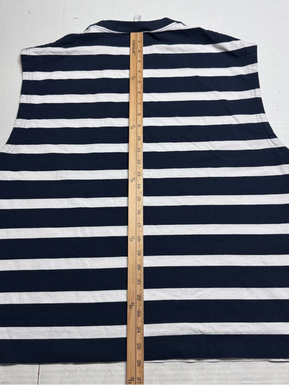 COS Relaxed Cotton-Crepe Tank Top In Navy White Stripe Size: Large - Picture 12 of 13